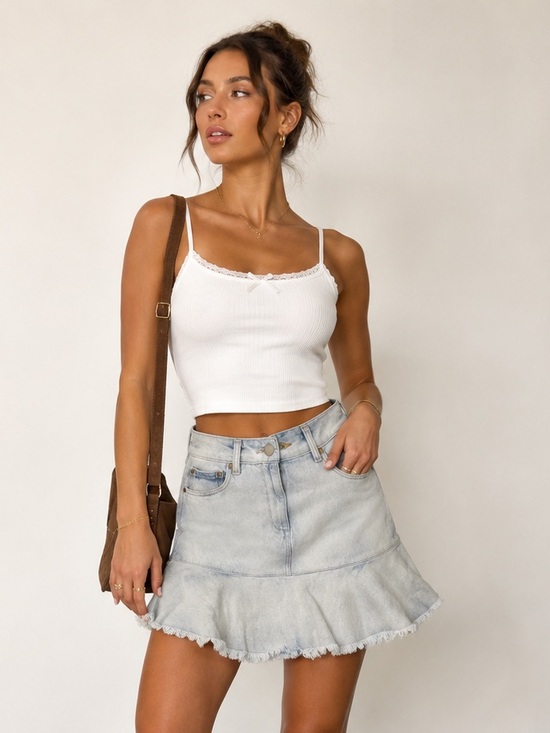 Michael Kors Dresses & Skirts - Michael Kors Vintage Y2K Light Wash Raw Hem Denim Skirt Size 2